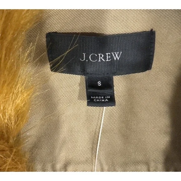J Crew Peplum Chino Jacket Faux Fur Collar Ridge Khaki Style# H1641 Belted Funky - Picture 6 of 10